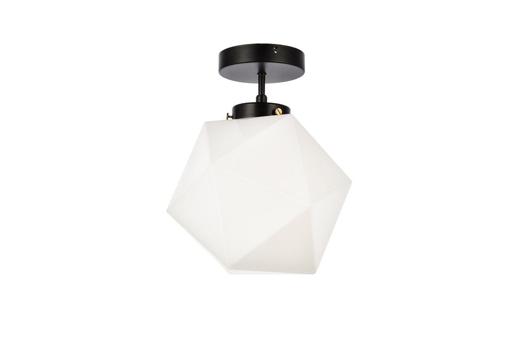 Elegant Furniture & Lighting - Lawrence 1 light black and white glass flush mount - LD2347BK veiw 7