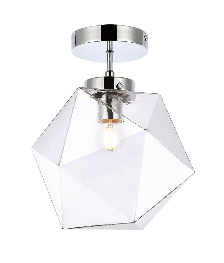 Elegant Furniture & Lighting - Lawrence 1 light chrome and clear glass flush mount - LD2346C veiw 1