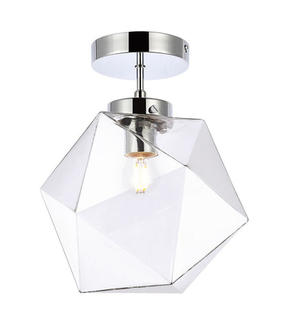 Elegant Furniture & Lighting - Lawrence 1 light chrome and clear glass flush mount - LD2346C veiw 1