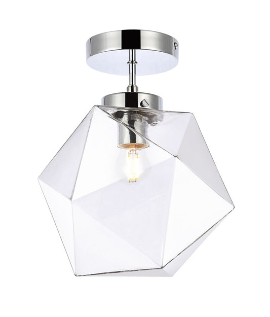 Elegant Furniture & Lighting - Lawrence 1 light chrome and clear glass flush mount - LD2346C veiw 1
