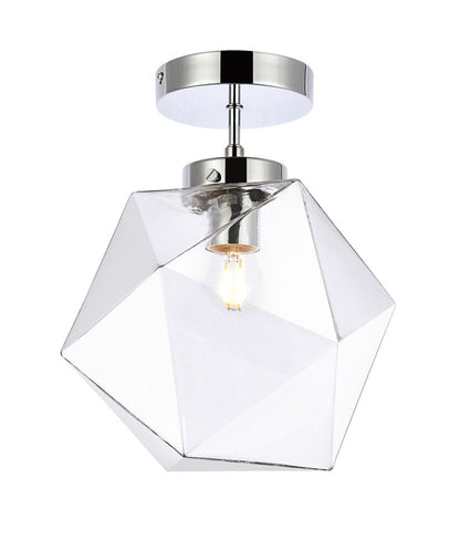 Elegant Furniture & Lighting - Lawrence 1 light chrome and clear glass flush mount - LD2346C veiw 3