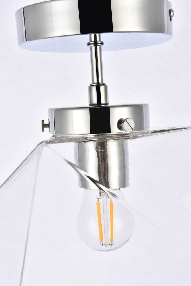 Elegant Furniture & Lighting - Lawrence 1 light chrome and clear glass flush mount - LD2346C veiw 4