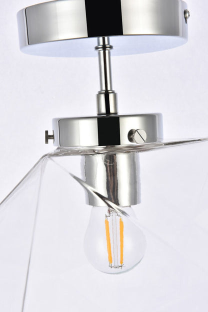 Elegant Furniture & Lighting - Lawrence 1 light chrome and clear glass flush mount - LD2346C veiw 4