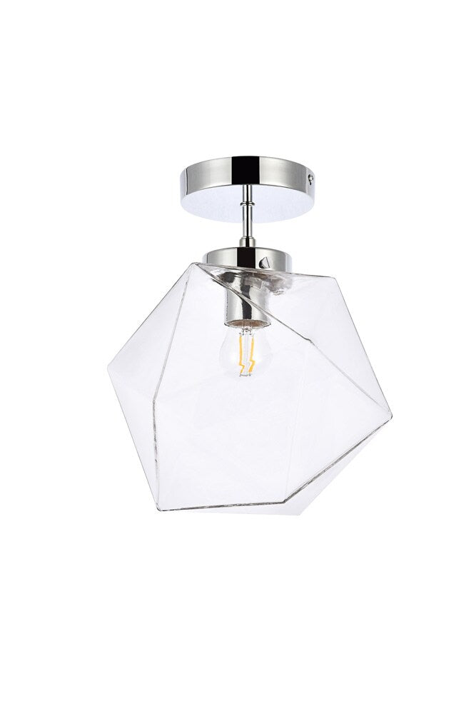 Elegant Furniture & Lighting - Lawrence 1 light chrome and clear glass flush mount - LD2346C veiw 7