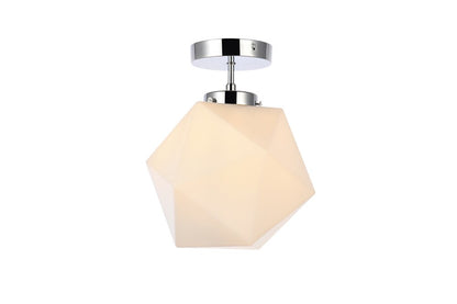 Elegant Furniture & Lighting - Lawrence 1 light chrome and white glass flush mount - LD2347C veiw 1