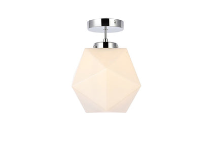 Elegant Furniture & Lighting - Lawrence 1 light chrome and white glass flush mount - LD2347C veiw 3