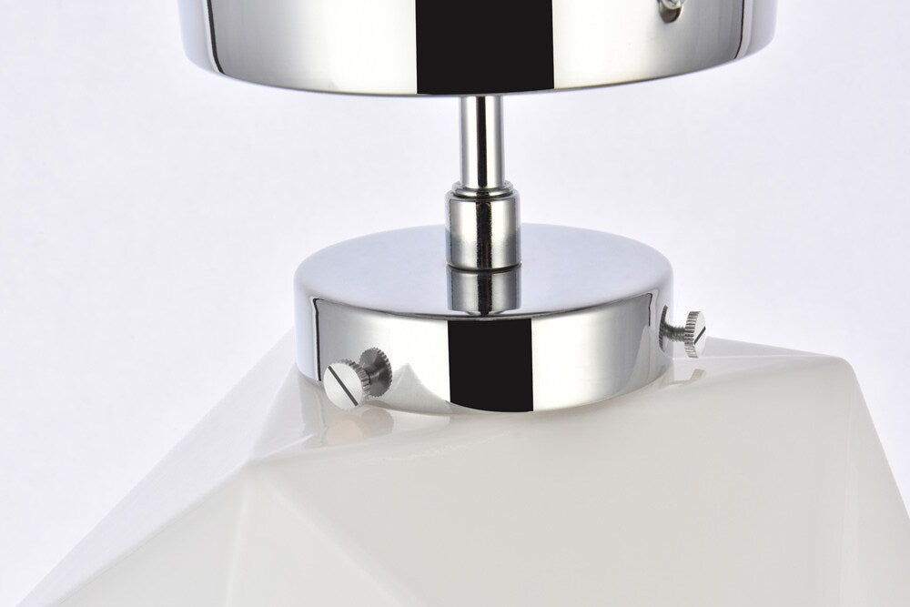 Elegant Furniture & Lighting - Lawrence 1 light chrome and white glass flush mount - LD2347C veiw 5