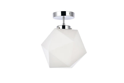 Elegant Furniture & Lighting - Lawrence 1 light chrome and white glass flush mount - LD2347C veiw 7