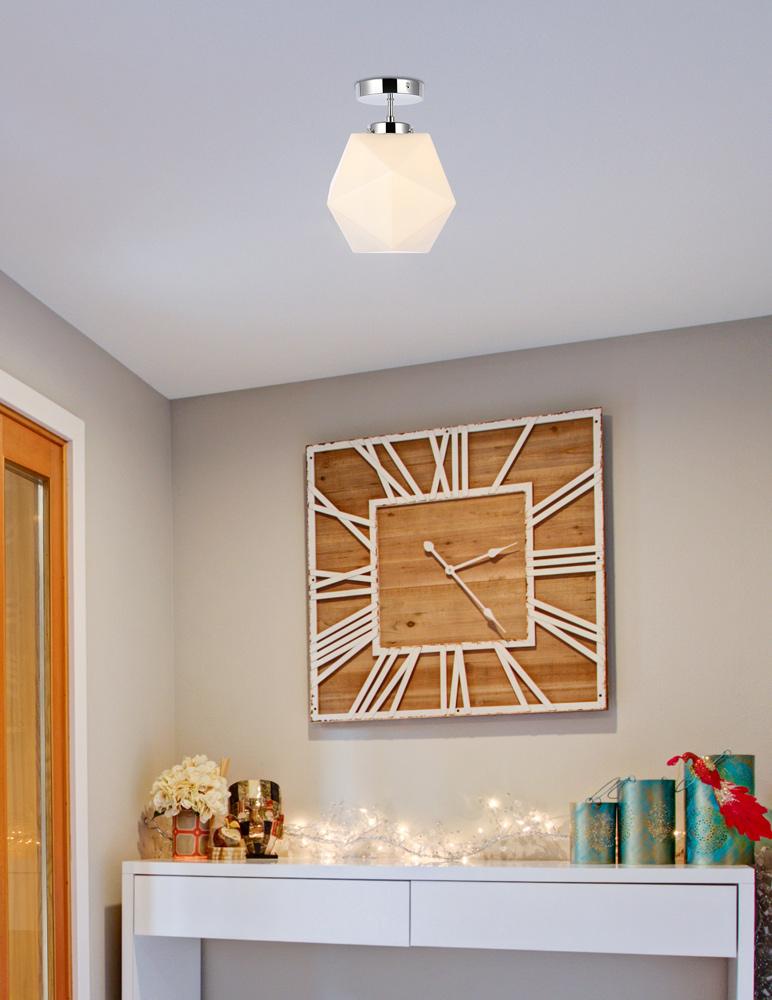 Elegant Furniture & Lighting - Lawrence 1 light chrome and white glass flush mount - LD2347C veiw 8