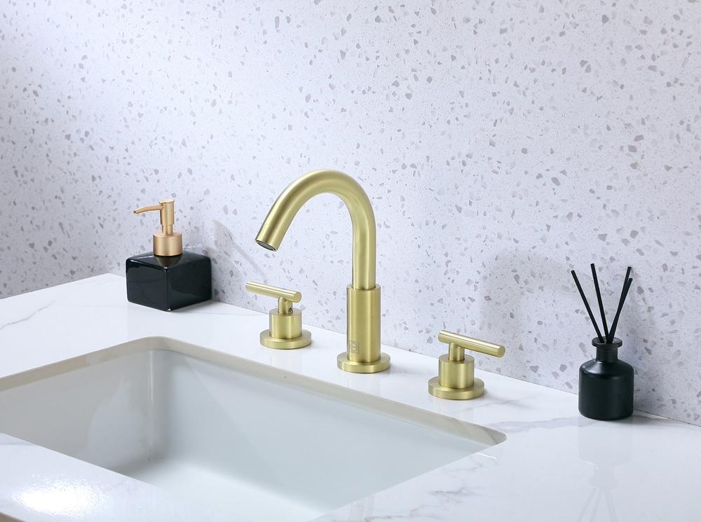 Elegant Furniture & Lighting - Leah 8 inch Widespread Double Handle Bathroom Faucet in Brushed Gold - FAV-1009BGD veiw 2
