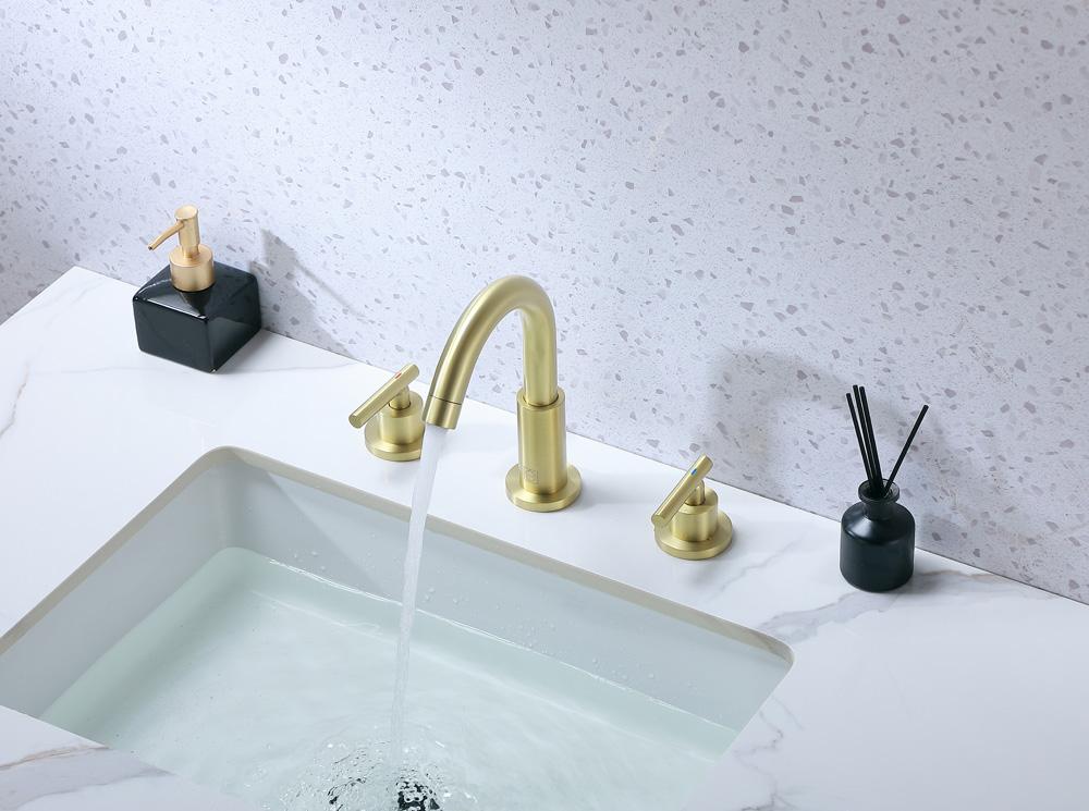 Elegant Furniture & Lighting - Leah 8 inch Widespread Double Handle Bathroom Faucet in Brushed Gold - FAV-1009BGD veiw 6