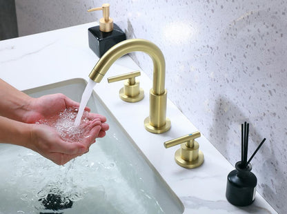 Elegant Furniture & Lighting - Leah 8 inch Widespread Double Handle Bathroom Faucet in Brushed Gold - FAV-1009BGD veiw 7