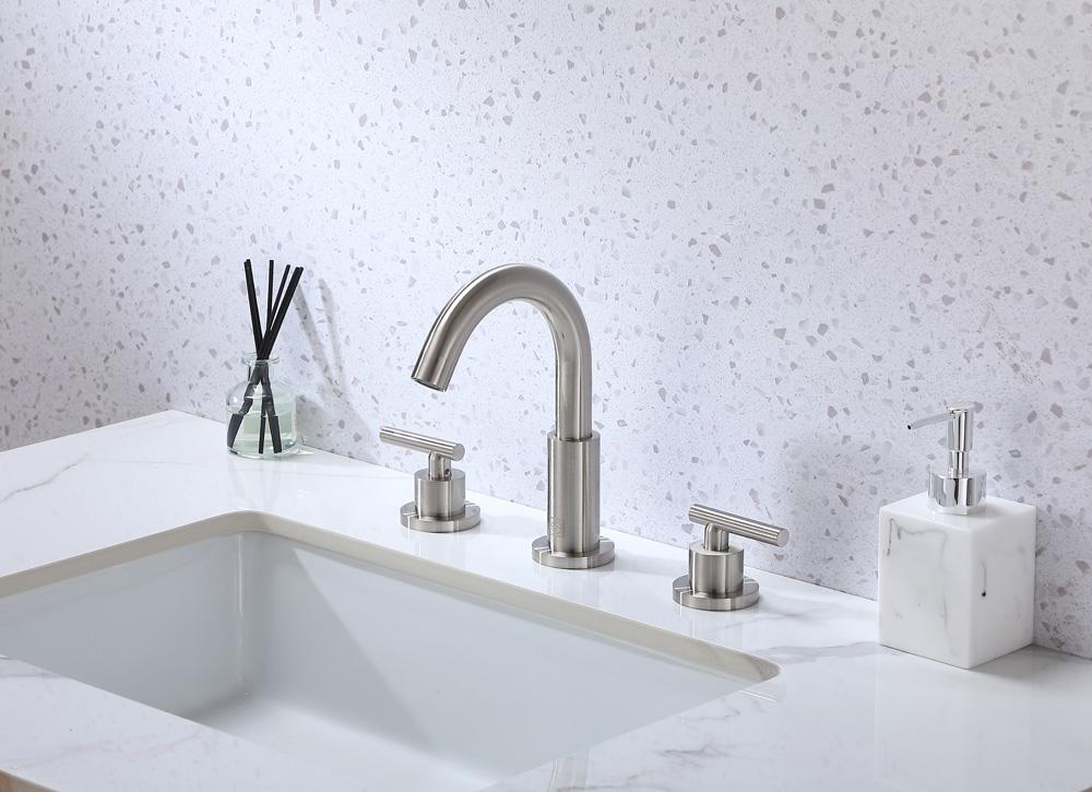 Elegant Furniture & Lighting - Leah 8 inch Widespread Double Handle Bathroom Faucet in Brushed Nickel - FAV-1009BNK veiw 2