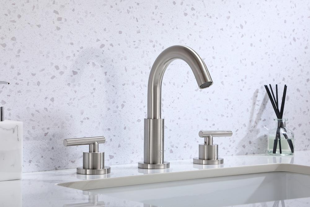Elegant Furniture & Lighting - Leah 8 inch Widespread Double Handle Bathroom Faucet in Brushed Nickel - FAV-1009BNK veiw 3
