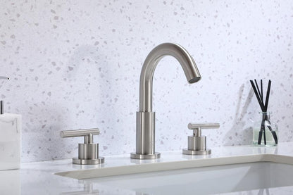 Elegant Furniture & Lighting - Leah 8 inch Widespread Double Handle Bathroom Faucet in Brushed Nickel - FAV-1009BNK veiw 3