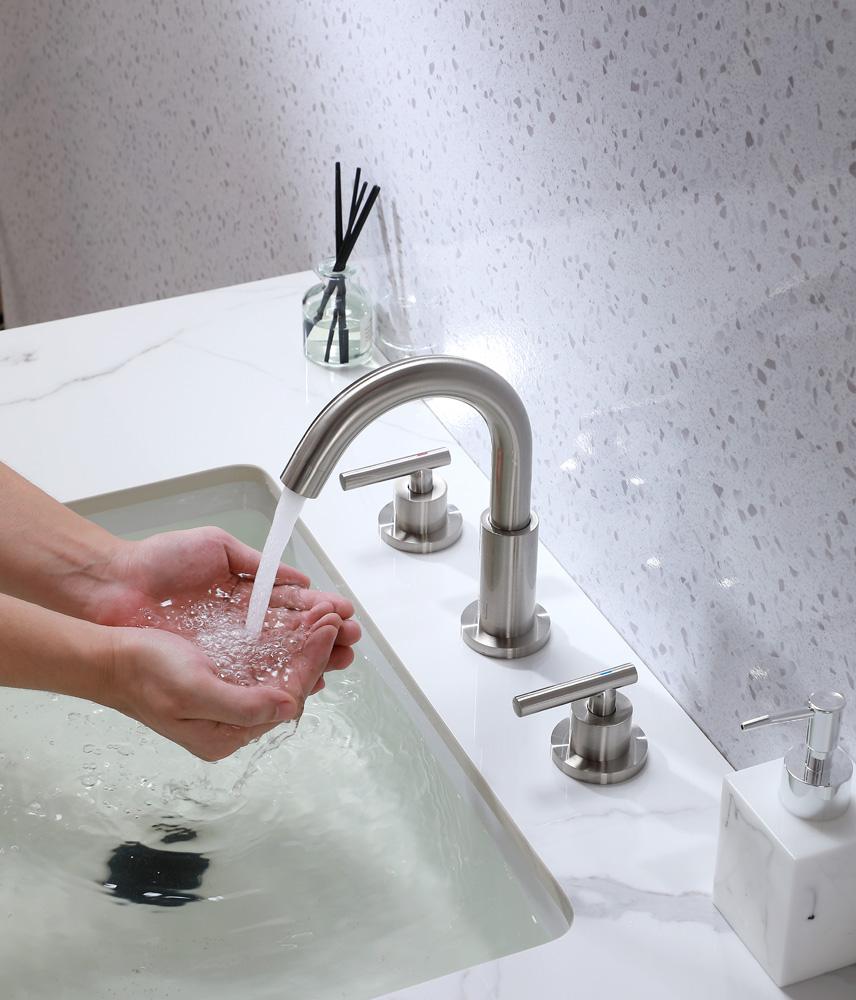 Elegant Furniture & Lighting - Leah 8 inch Widespread Double Handle Bathroom Faucet in Brushed Nickel - FAV-1009BNK veiw 7