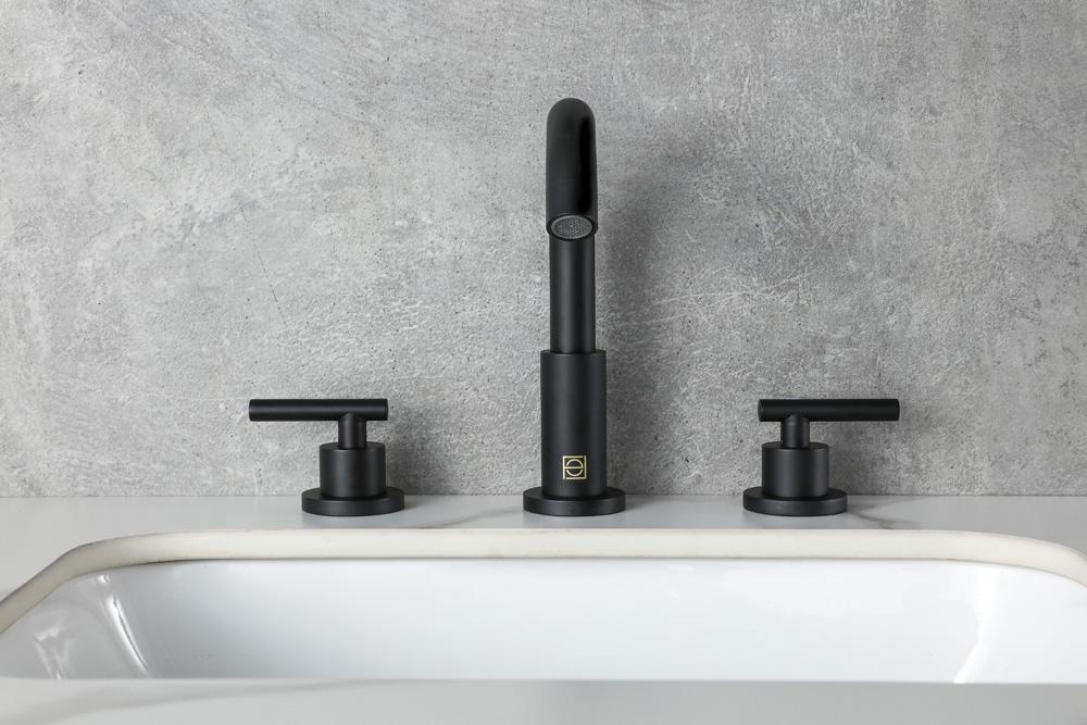 Elegant Furniture & Lighting - Leah 8 inch Widespread Double Handle Bathroom Faucet in Matte Black - FAV-1009MBK veiw 3