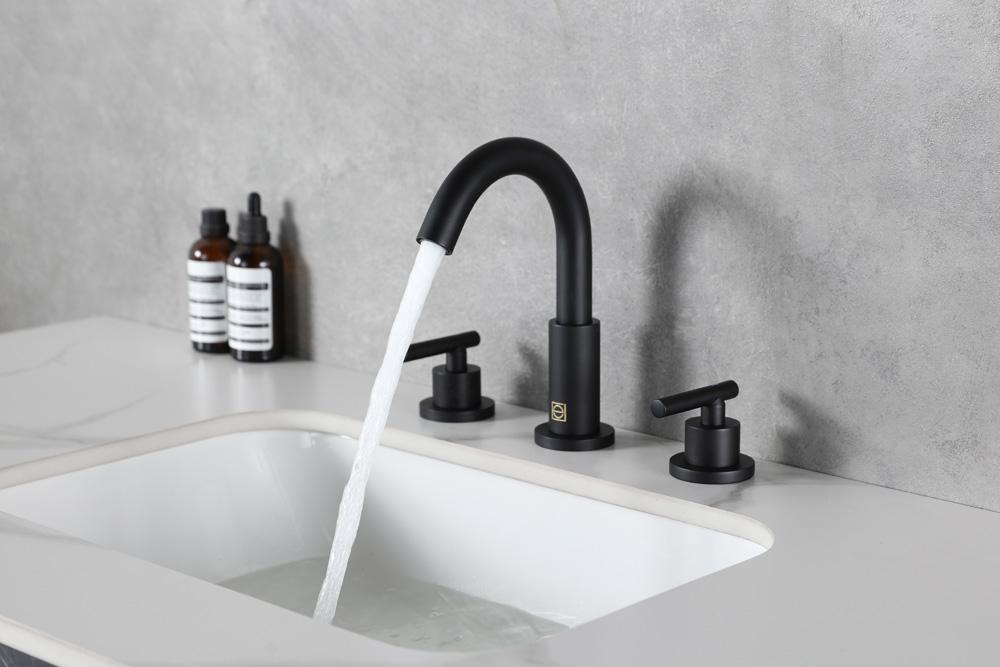 Elegant Furniture & Lighting - Leah 8 inch Widespread Double Handle Bathroom Faucet in Matte Black - FAV-1009MBK veiw 4