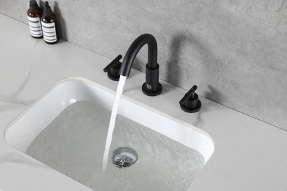 Elegant Furniture & Lighting - Leah 8 inch Widespread Double Handle Bathroom Faucet in Matte Black - FAV-1009MBK veiw 5