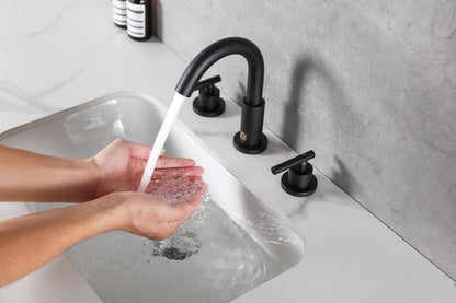 Elegant Furniture & Lighting - Leah 8 inch Widespread Double Handle Bathroom Faucet in Matte Black - FAV-1009MBK veiw 7