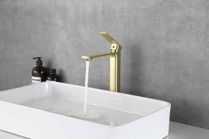 Elegant Furniture & Lighting - Lena Single Hole Single Handle Bathroom Faucet in Brushed Gold - FAV-1005BGD veiw 3