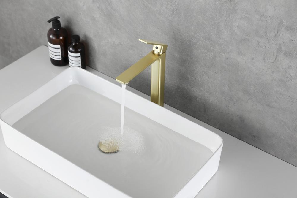 Elegant Furniture & Lighting - Lena Single Hole Single Handle Bathroom Faucet in Brushed Gold - FAV-1005BGD veiw 4