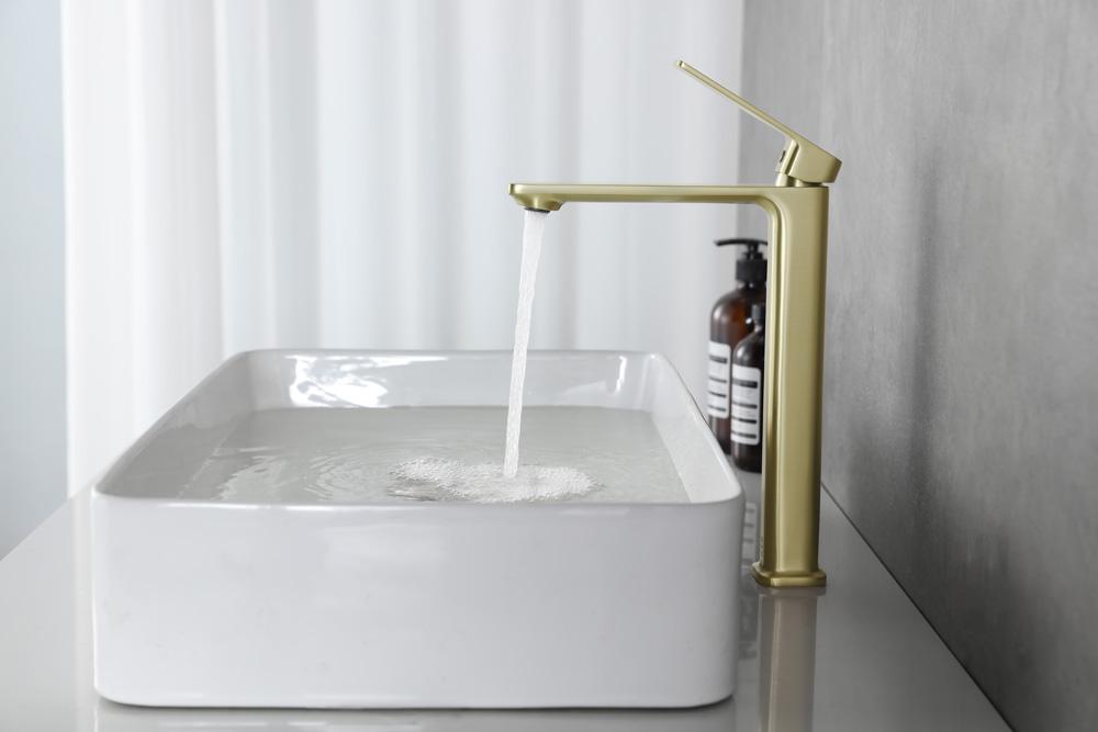 Elegant Furniture & Lighting - Lena Single Hole Single Handle Bathroom Faucet in Brushed Gold - FAV-1005BGD veiw 5