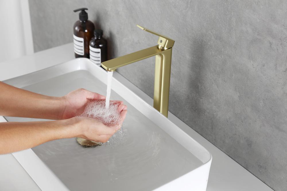 Elegant Furniture & Lighting - Lena Single Hole Single Handle Bathroom Faucet in Brushed Gold - FAV-1005BGD veiw 6