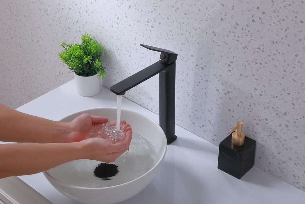 Elegant Furniture & Lighting - Lena Single Hole Single Handle Bathroom Faucet in Matte Black - FAV-1005MBK veiw 6