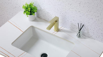 Elegant Furniture & Lighting - Lena Single Hole Single Handle Bathroom Faucet in Brushed Gold - FAV-1004BGD veiw 3