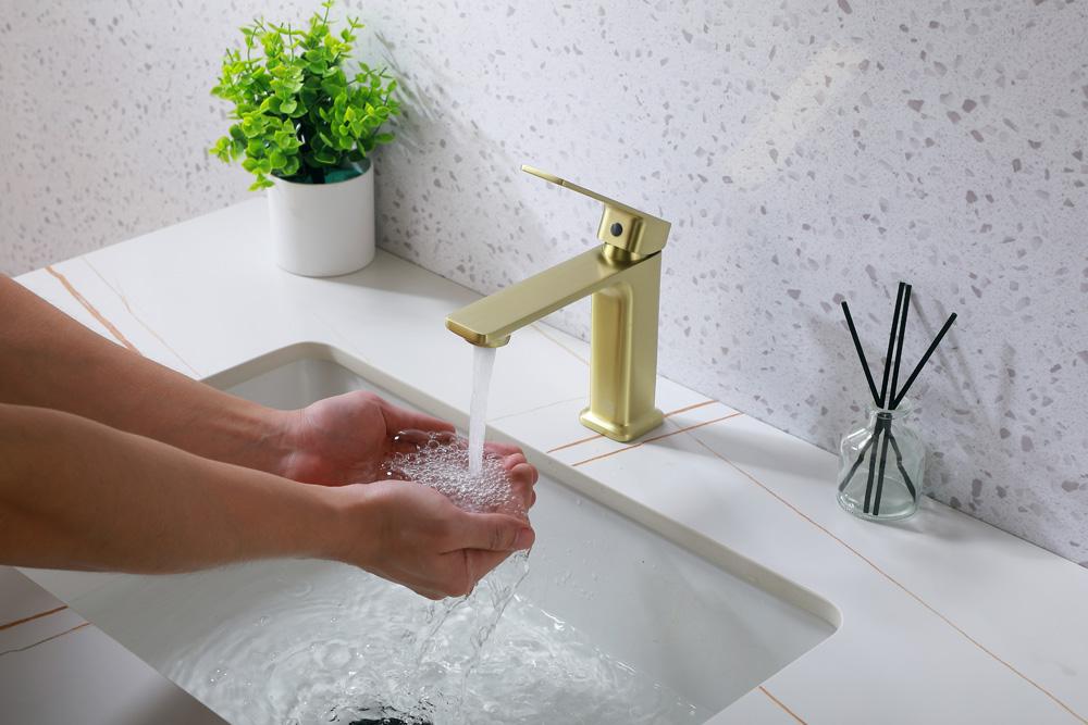 Elegant Furniture & Lighting - Lena Single Hole Single Handle Bathroom Faucet in Brushed Gold - FAV-1004BGD veiw 6