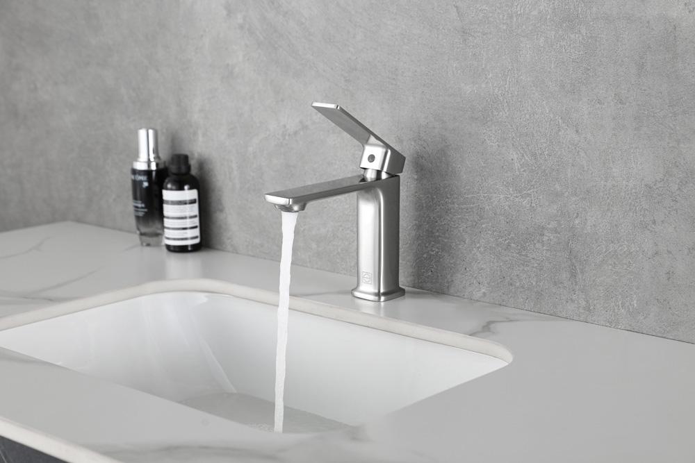 Elegant Furniture & Lighting - Lena Single Hole Single Handle Bathroom Faucet in Brushed Nickel - FAV-1004BNK veiw 3