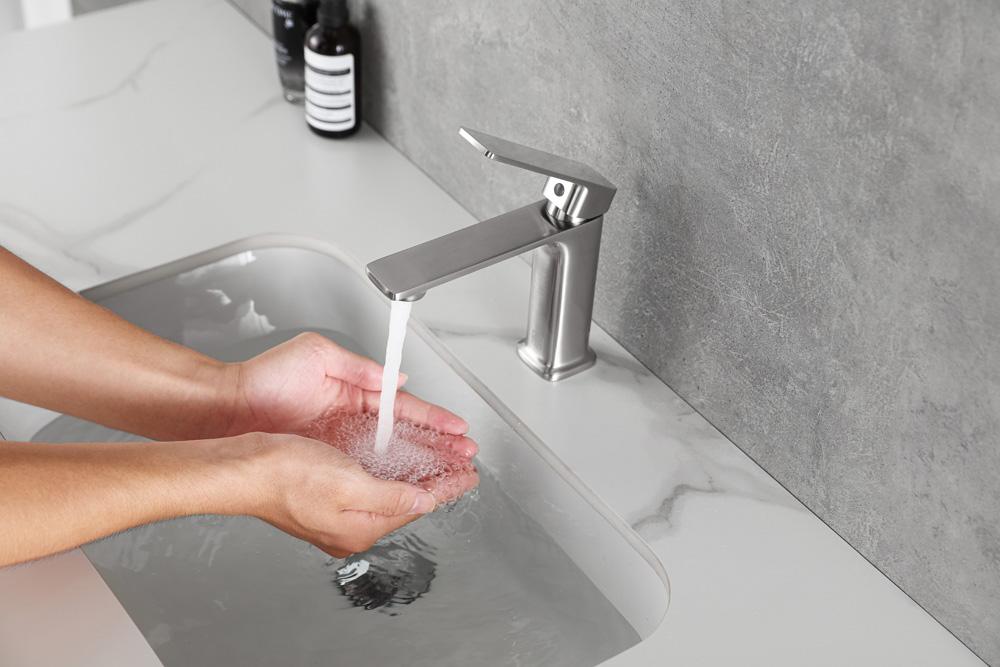 Elegant Furniture & Lighting - Lena Single Hole Single Handle Bathroom Faucet in Brushed Nickel - FAV-1004BNK veiw 6