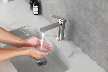 Elegant Furniture & Lighting - Lena Single Hole Single Handle Bathroom Faucet in Brushed Nickel - FAV-1004BNK veiw 6