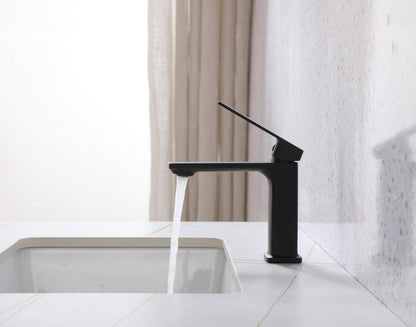 Elegant Furniture & Lighting - Lena Single Hole Single Handle Bathroom Faucet in Matte Black - FAV-1004MBK veiw 5