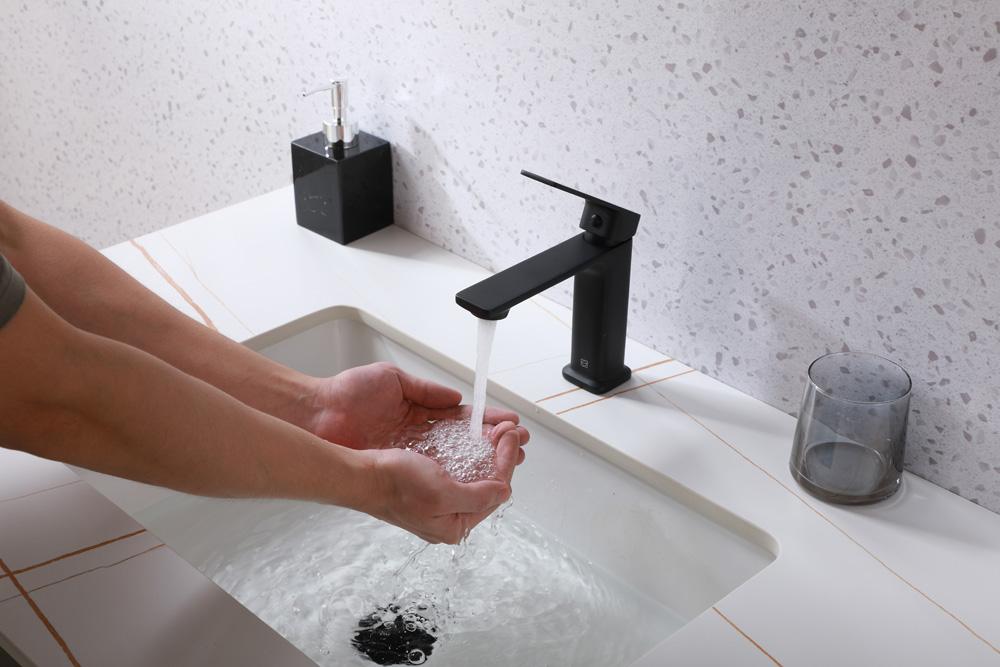 Elegant Furniture & Lighting - Lena Single Hole Single Handle Bathroom Faucet in Matte Black - FAV-1004MBK veiw 6