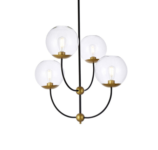 Elegant Furniture & Lighting - Lennon 31.5 inch pendant in black and brass with clear shade - LD652D30BRK veiw 1