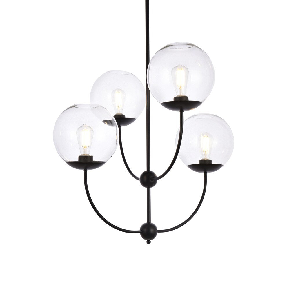 Elegant Furniture & Lighting - Lennon 31.5 inch pendant in black with clear shade - LD652D30BK veiw 1