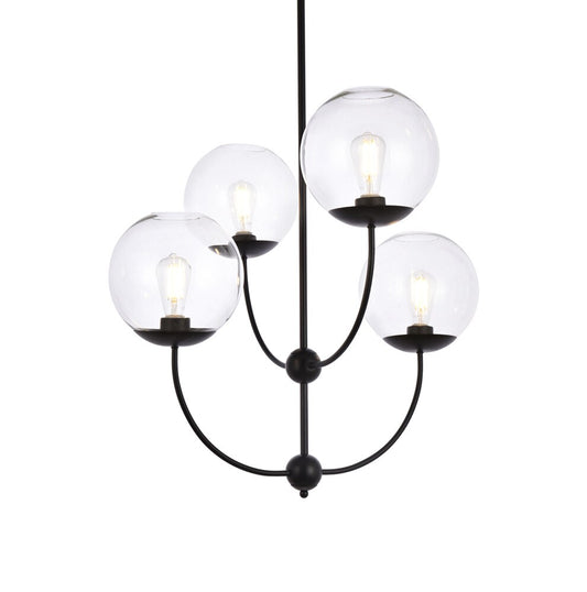 Elegant Furniture & Lighting - Lennon 31.5 inch pendant in black with clear shade - LD652D30BK veiw 1