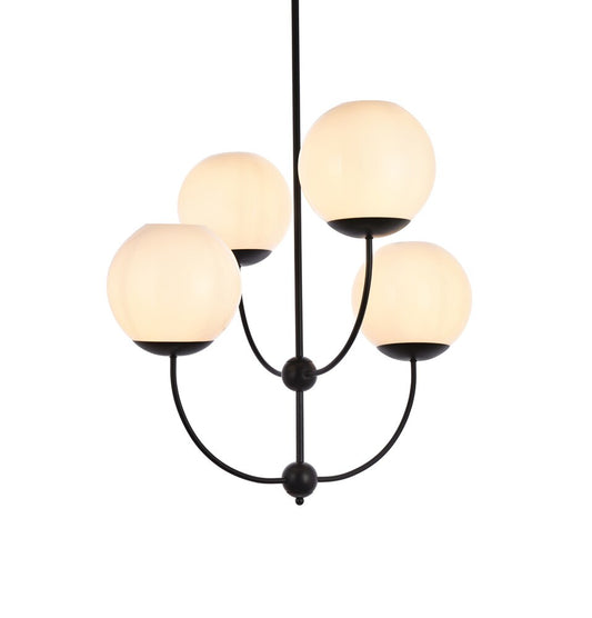 Elegant Furniture & Lighting - Lennon 31.5 inch pendant in black with white shade - LD653D30BK veiw 1