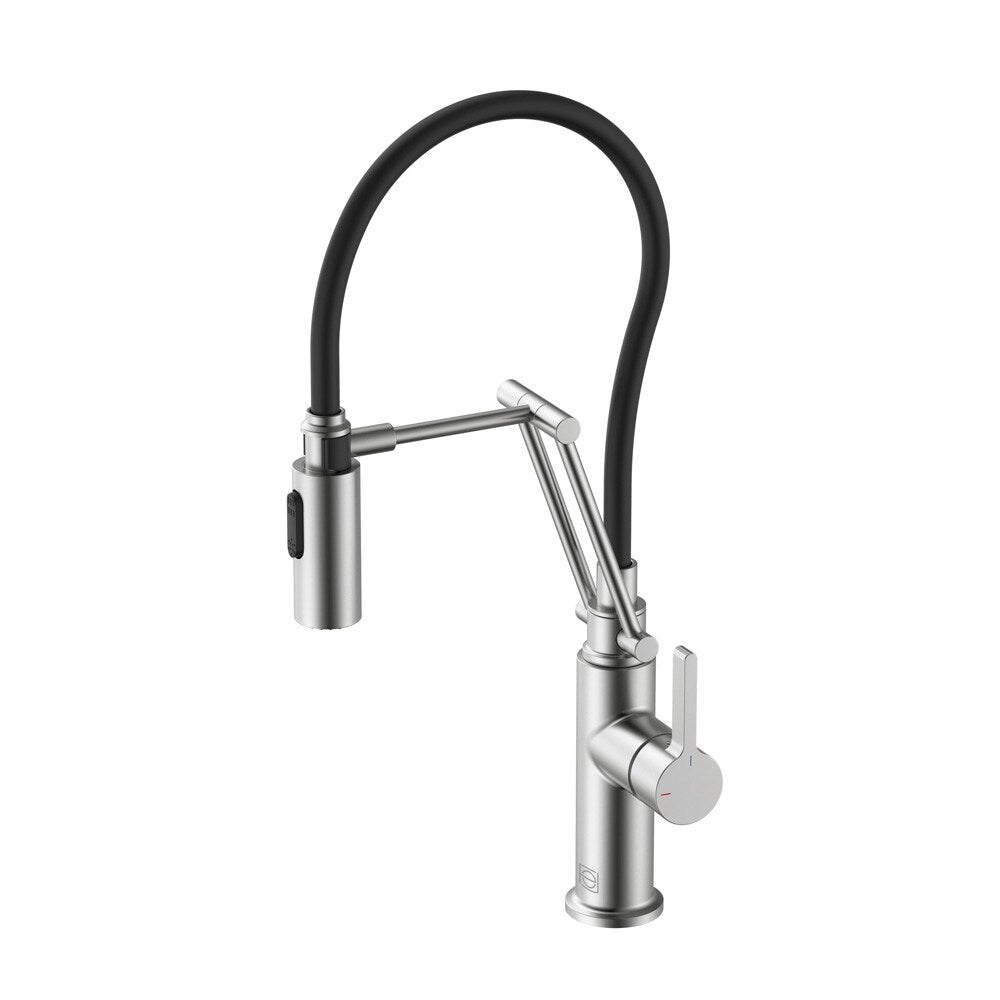 Elegant Furniture & Lighting - Leonardo Single Handle Pull Down Sprayer Kitchen Faucet in Brushed Nickel - FAK-304BNK veiw 1