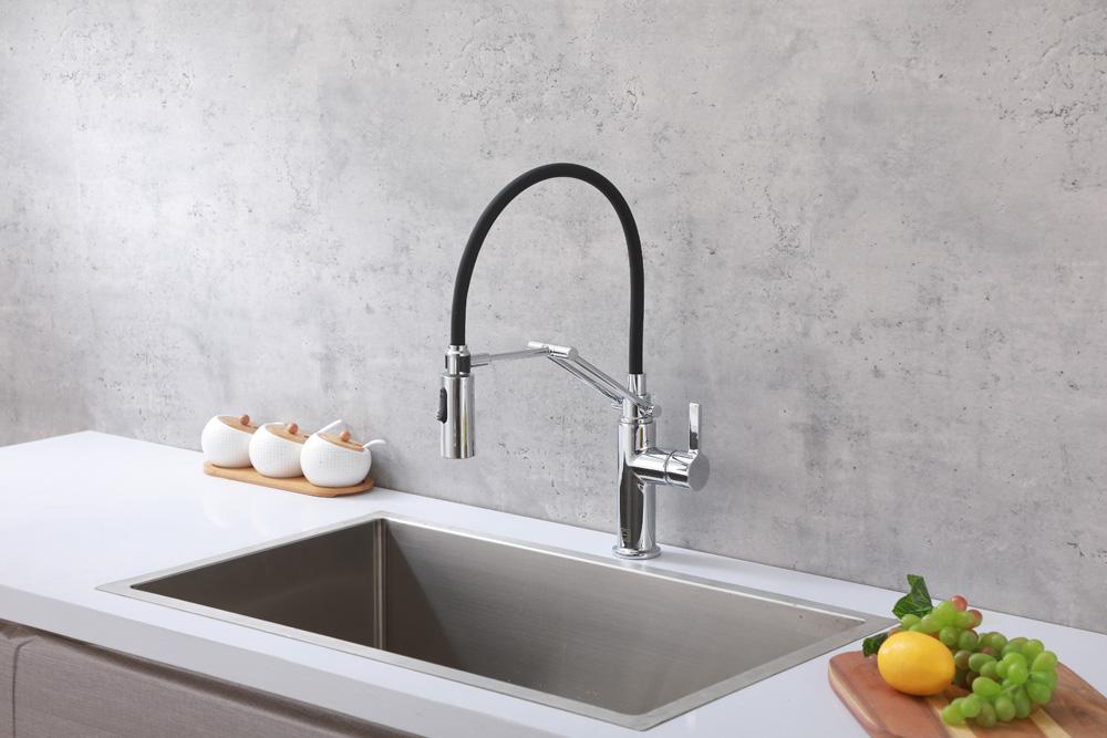 Elegant Furniture & Lighting - Leonardo Single Handle Pull Down Sprayer Kitchen Faucet in Chrome - FAK-304PCH veiw 1