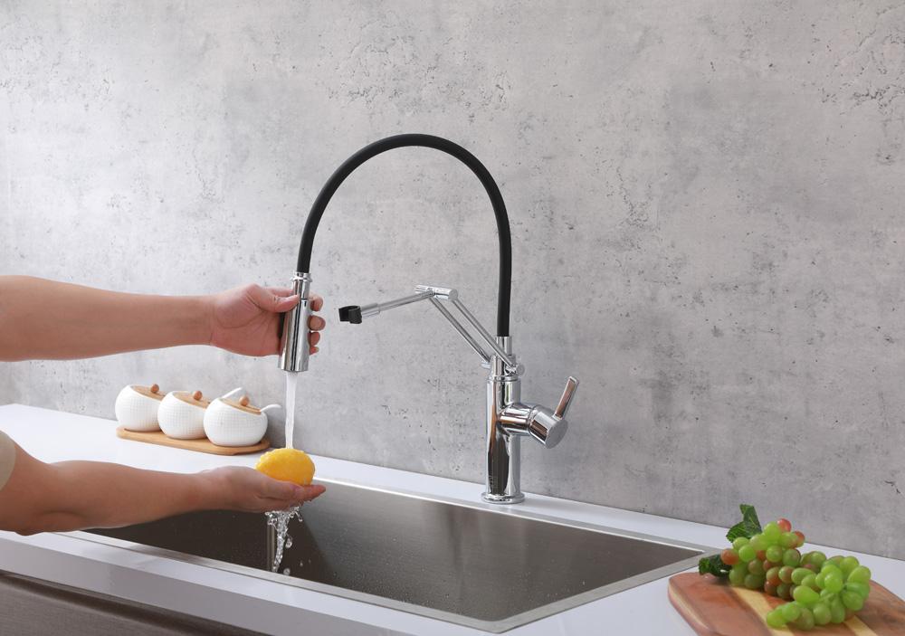 Elegant Furniture & Lighting - Leonardo Single Handle Pull Down Sprayer Kitchen Faucet in Chrome - FAK-304PCH veiw 4