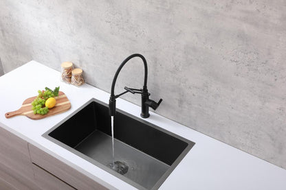 Elegant Furniture & Lighting - Leonardo Single Handle Pull Down Sprayer Kitchen Faucet in Matte Black - FAK-304MBK veiw 4