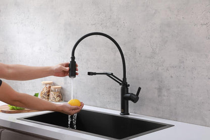 Elegant Furniture & Lighting - Leonardo Single Handle Pull Down Sprayer Kitchen Faucet in Matte Black - FAK-304MBK veiw 5