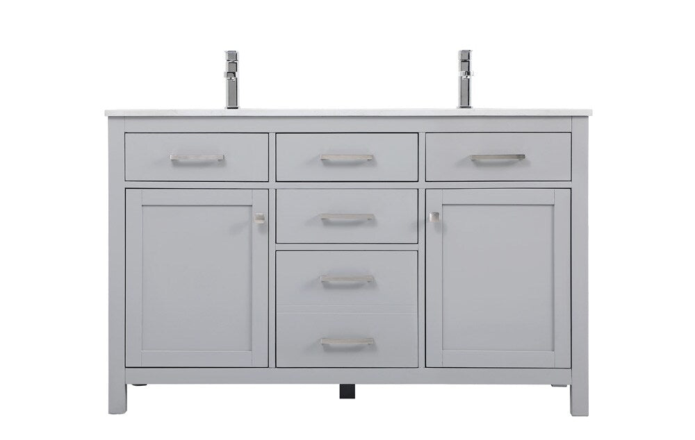 Elegant Furniture & Lighting - Lewis 54 Inch Double Bathroom Vanity In Grey - VF23354DGR veiw 1