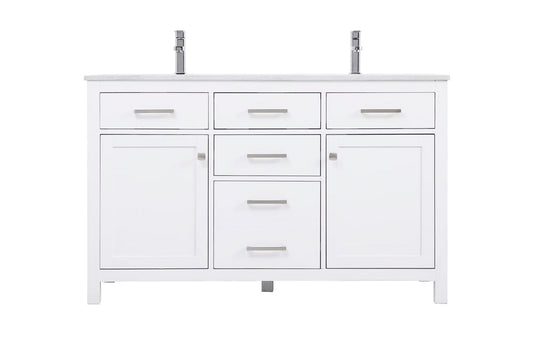 Elegant Furniture & Lighting - Lewis 54 Inch Double Bathroom Vanity In White - VF23354DWH veiw 1