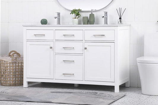 Elegant Furniture & Lighting - Lewis 54 Inch Double Bathroom Vanity In White - VF23354DWH veiw 2