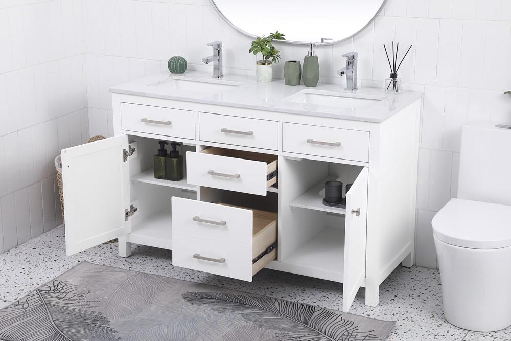 Elegant Furniture & Lighting - Lewis 54 Inch Double Bathroom Vanity In White - VF23354DWH veiw 3