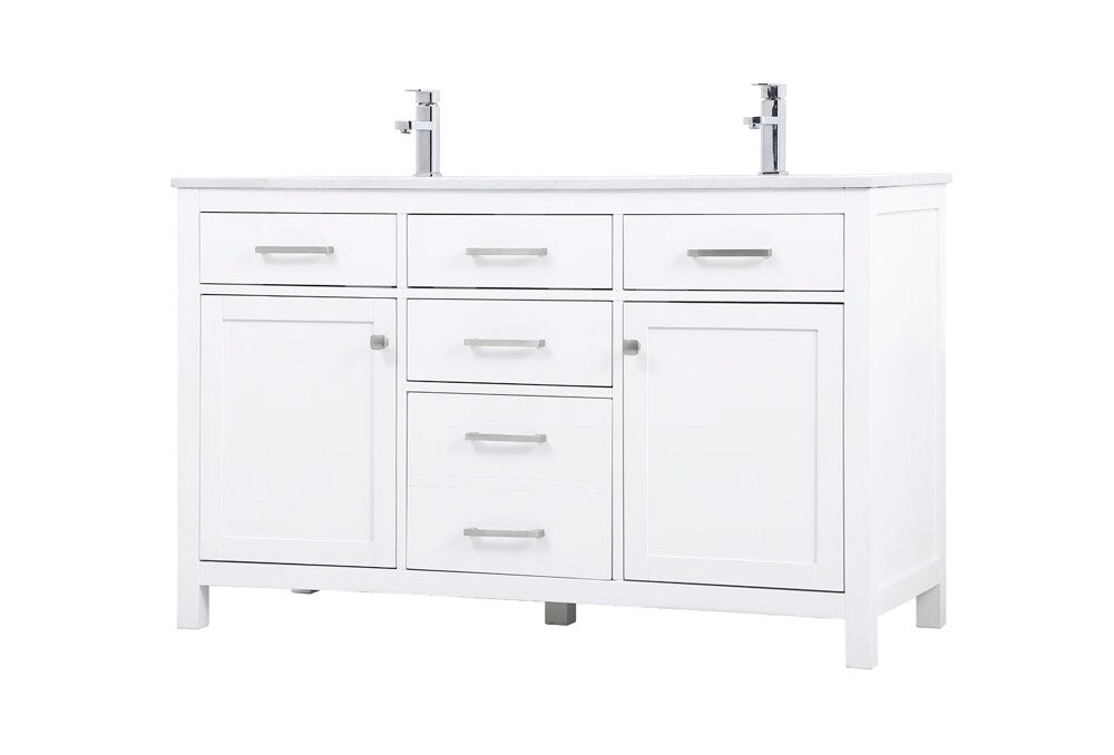 Elegant Furniture & Lighting - Lewis 54 Inch Double Bathroom Vanity In White - VF23354DWH veiw 7